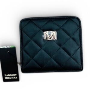 Badgley Mischka NWT Black Wallet with Gold Accents Quilted